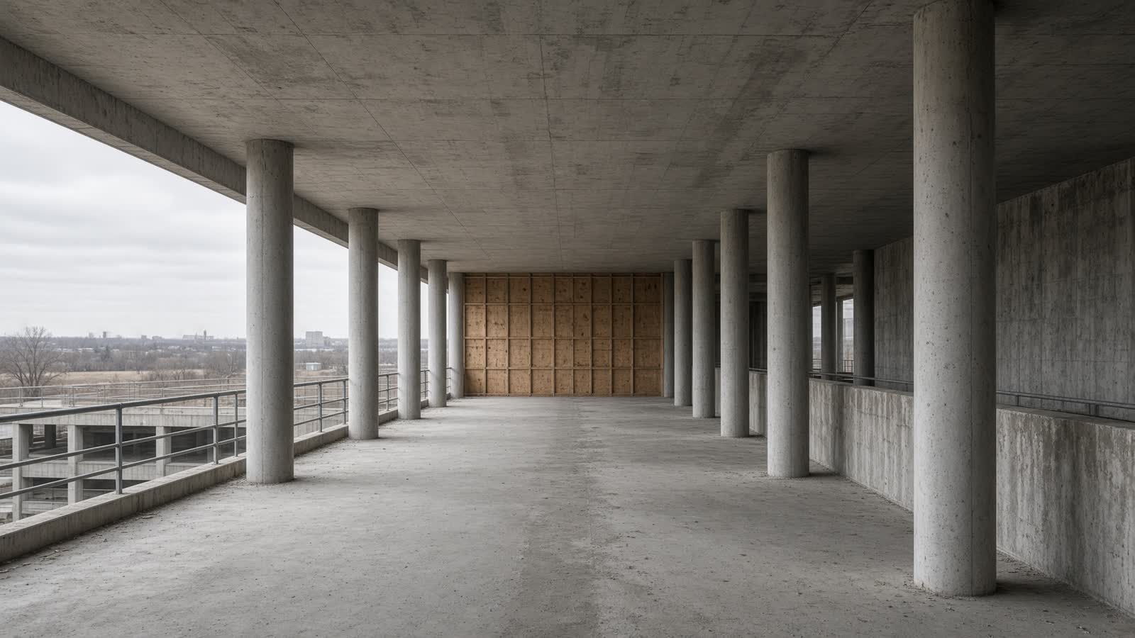 Concrete columns in a building under construction