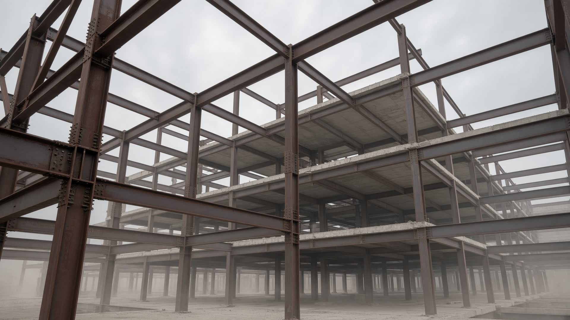 Steel frame of a building under construction